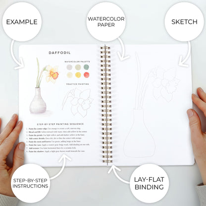 Beautiful Watercolor Workbook for Beginners - Relaxing & Easy to Paint Water Coloring Book with Floral Designs on Premium Paper - Perfect for Gifting to Spark Creativity & Joy for Adults