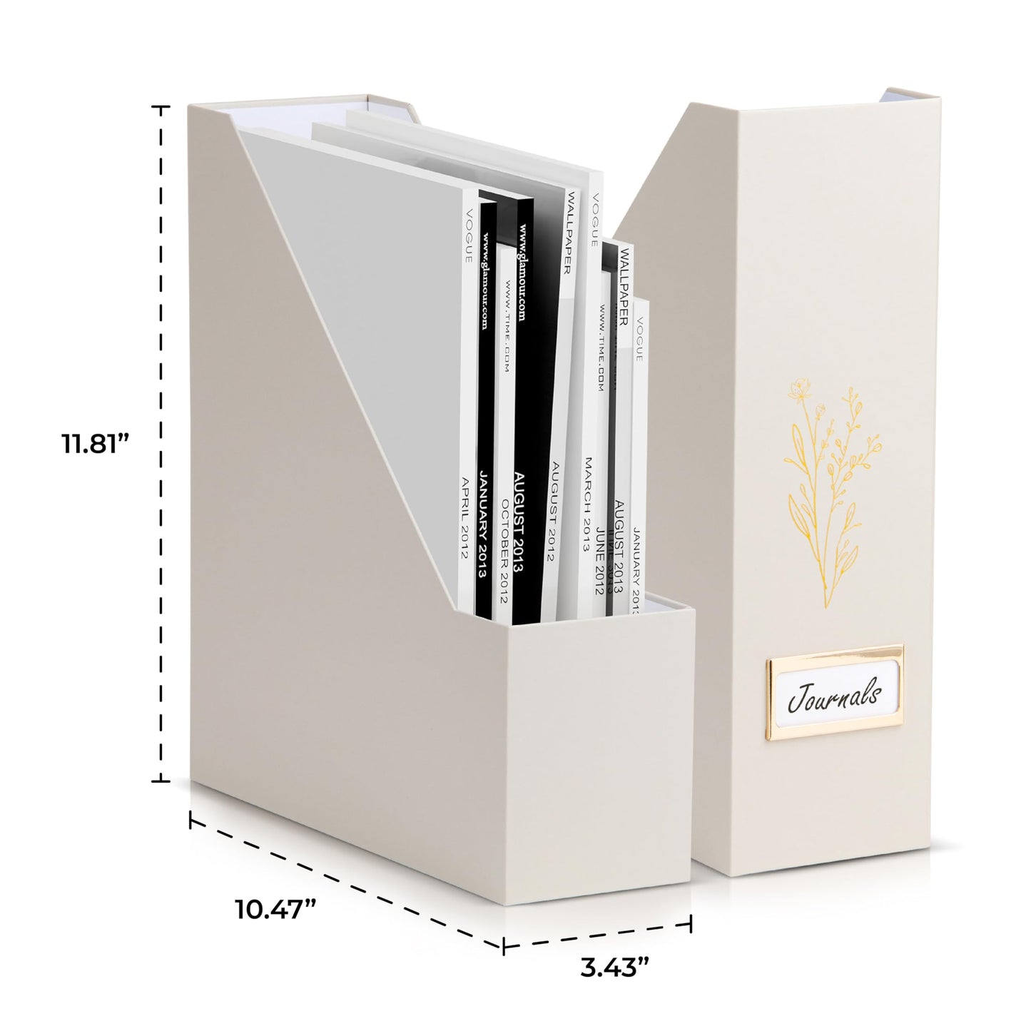 Aesthetic 3 Ring Binder Set of 2 and Beautiful Magazine Holder Set of 3 Bundle - Easily Organizes Your Paperwork for School, Office or Work