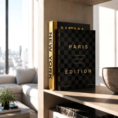 Beautiful Decorative Books - Set of 2 Boxes Enhance Your Coffee Table, Bookshelf or Mantel Shelf Decor - Luxury Fake/Faux Books for Modern Home Decoration, Photo Storage and as a Keepsake Box