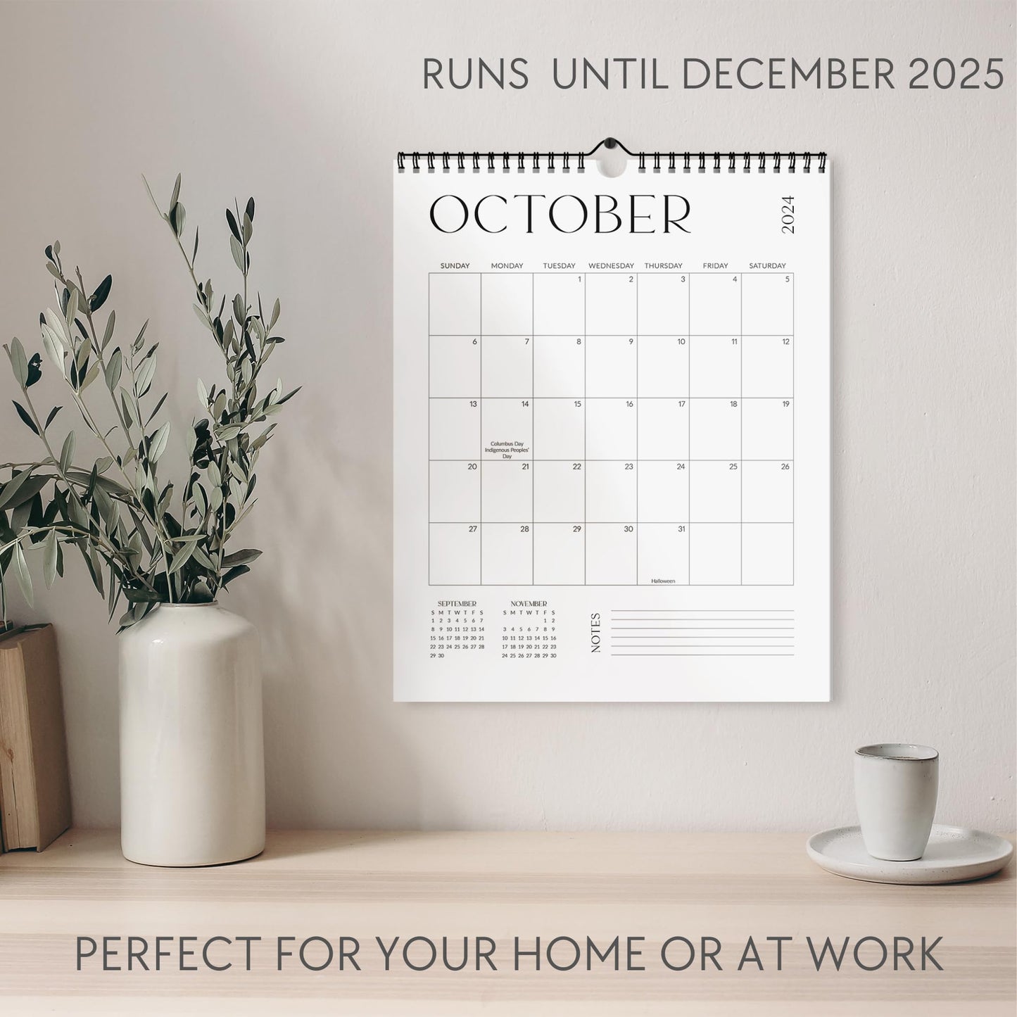 Beautiful 2025 Wall Calendar - Runs from June 2024 until December 2025 - 14.5"x11.5" 2024-2025 Office Wall Calendar for Easy Organizing