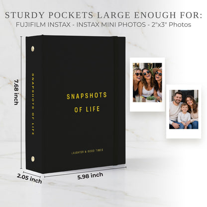 Beautiful Photo Album for 2x3 in Polaroid Photos - Safely Holds Your 240 Pictures Of Unique Memories - The Perfect Instax Mini Compatible Photo Book To Store Pictures Or Trading Collection Cards