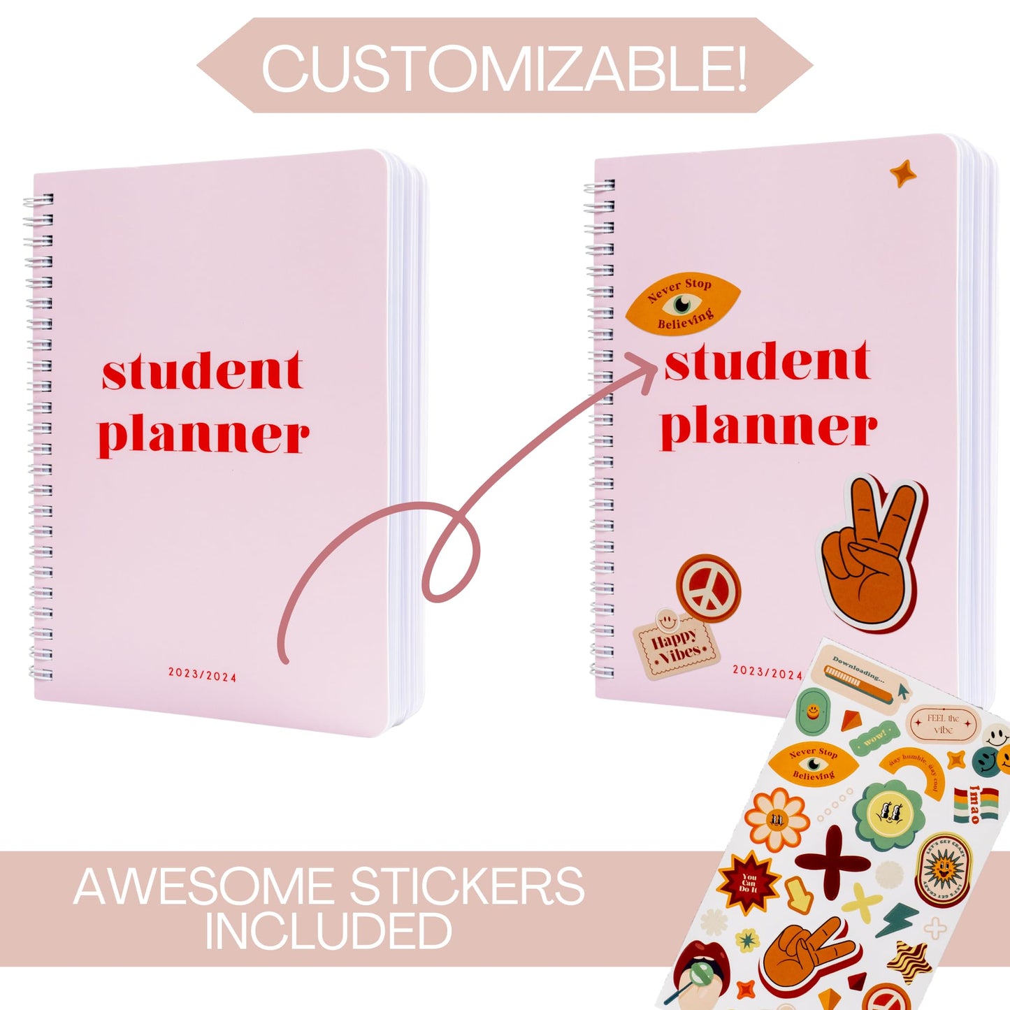 Simplified 2023-2024 Student Planner To Stay Organized - A Beautiful 8.5" x 5.5" Planner for Middle and High School Students with Weekly & Monthly Spreads For The 23-24 Academic Year
