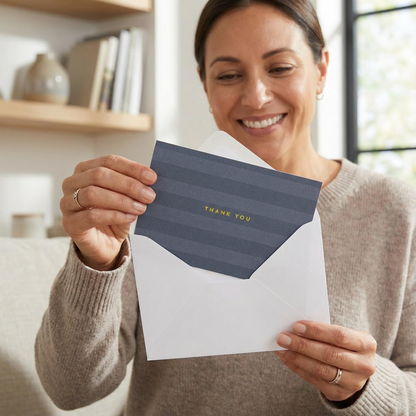 Beautiful Striped Thank You Cards Set of 30 With Envelopes and Stickers - Elegant Blank Cards For Personalized Notes - Perfect Bulk Stationary Set For All Occasions incl. Weddings, Business & Baby Showers