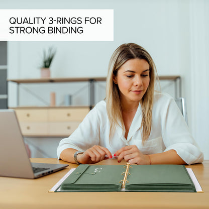 Aesthetic Document Organizer - Sturdy Striped 3-Ring Binder for Files