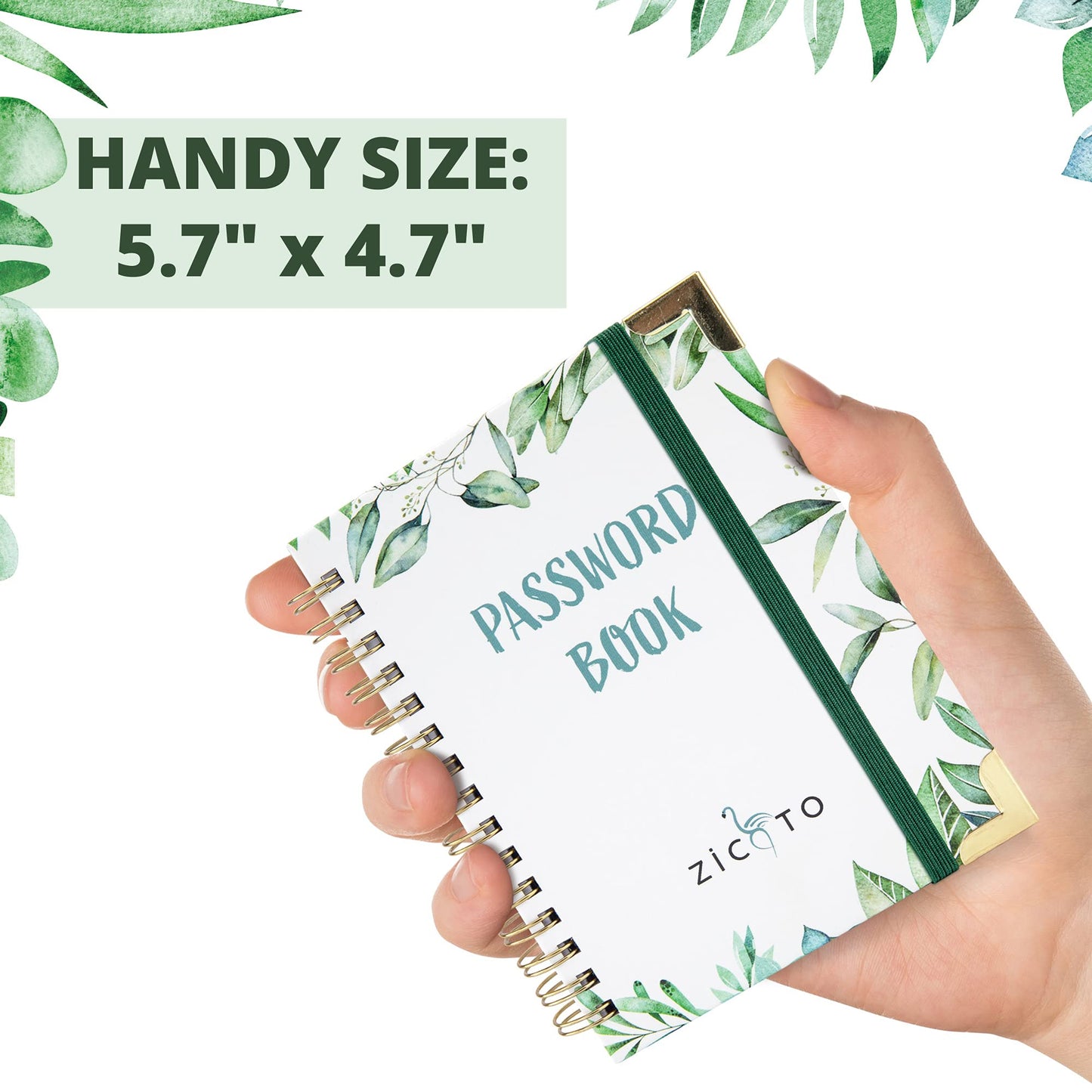 Beautiful Greenery Password Book with Alphabetical Tabs - Great Internet Password Keeper For Seniors - Perfect Notebook w/Address Section to Get All Passwords & Recently Placed Orders Organized