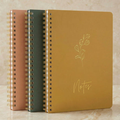 ZICOTO Aesthetic Spiral Notebook Set of 3 For Women - Cute College Ruled 8x6 Journal/Notebook with Large Pockets And Lined Pages - Perfect Supplies to Stay Organized at Work or School
