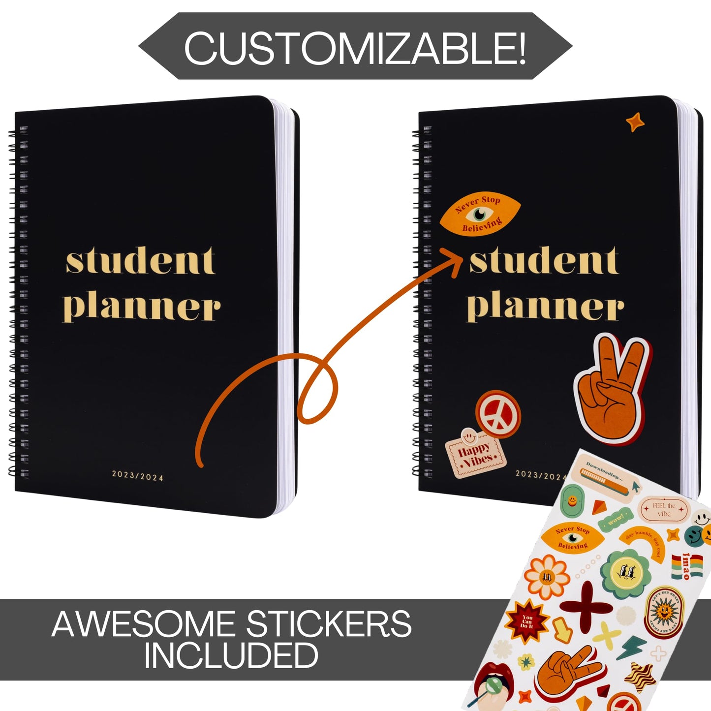 Simplified 2023-2024 Student Planner To Stay Organized - A Beautiful 8.5" x 5.5" Planner for Middle and High School Students with Weekly & Monthly Spreads For The 23-24 Academic Year