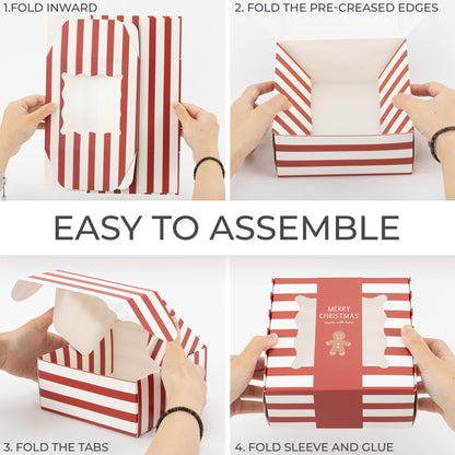 ZICOTO Beautiful Christmas Cookie Boxes Set Of 9 - Cute Containers Are Great To Share Delicious Homemade Cookies, Candy Or Cupcakes