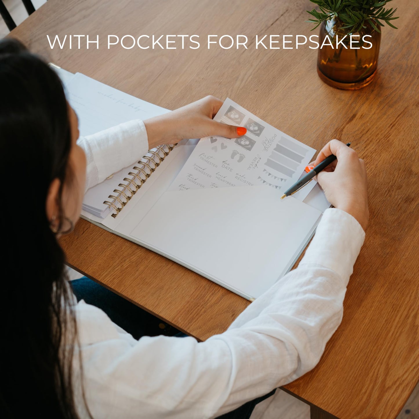 Beautiful Linen Pregnancy Journal and Detailed Memory Book with Stickers and Keepsake Pocket - Lovely Must Have Gift for Expecting First Time Moms - The Perfect Planner to Track Pregnancy Milestones