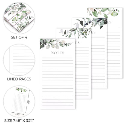Beautiful Magnetic Notepads for Fridge - Set Of 4 Modern Note pads With Lined Pages to Easily Write Notes & Make Grocery/Shopping Lists - The Perfect To Do Pad w/ Strong Magnets for Your Refrigerator