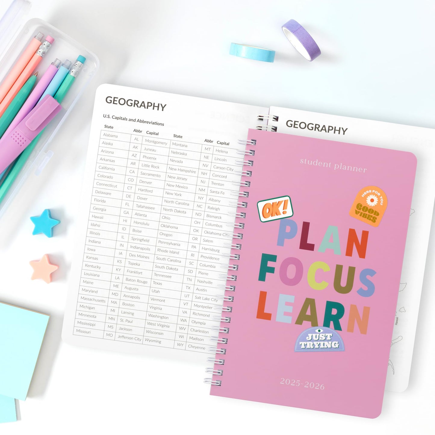 Aesthetic 2025-2026 Student Planner To Stay Organized - A Beautiful 8.5" x 5.5" Planner for Middle and High School Students with Weekly & Monthly Spreads For The 25-26 Academic Year