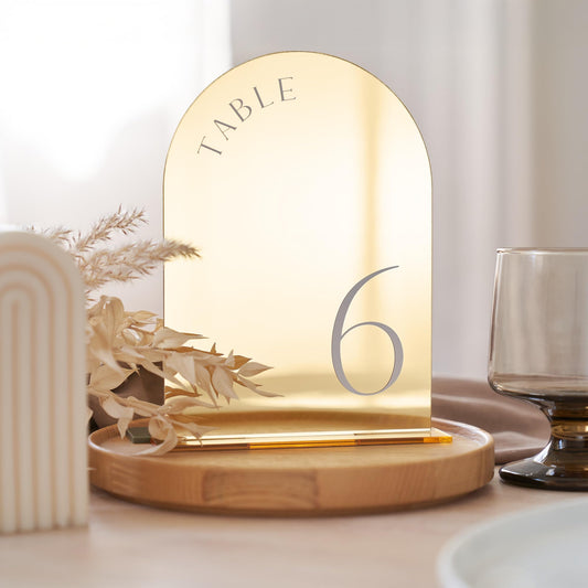 ZICOTO Beautiful Gold Wedding Table Numbers with Stands - Elegant Double Sided 5x7 inch Acrylic Signs Numbered 1-15 - The Perfect Decor for Your Wedding Reception Or Events