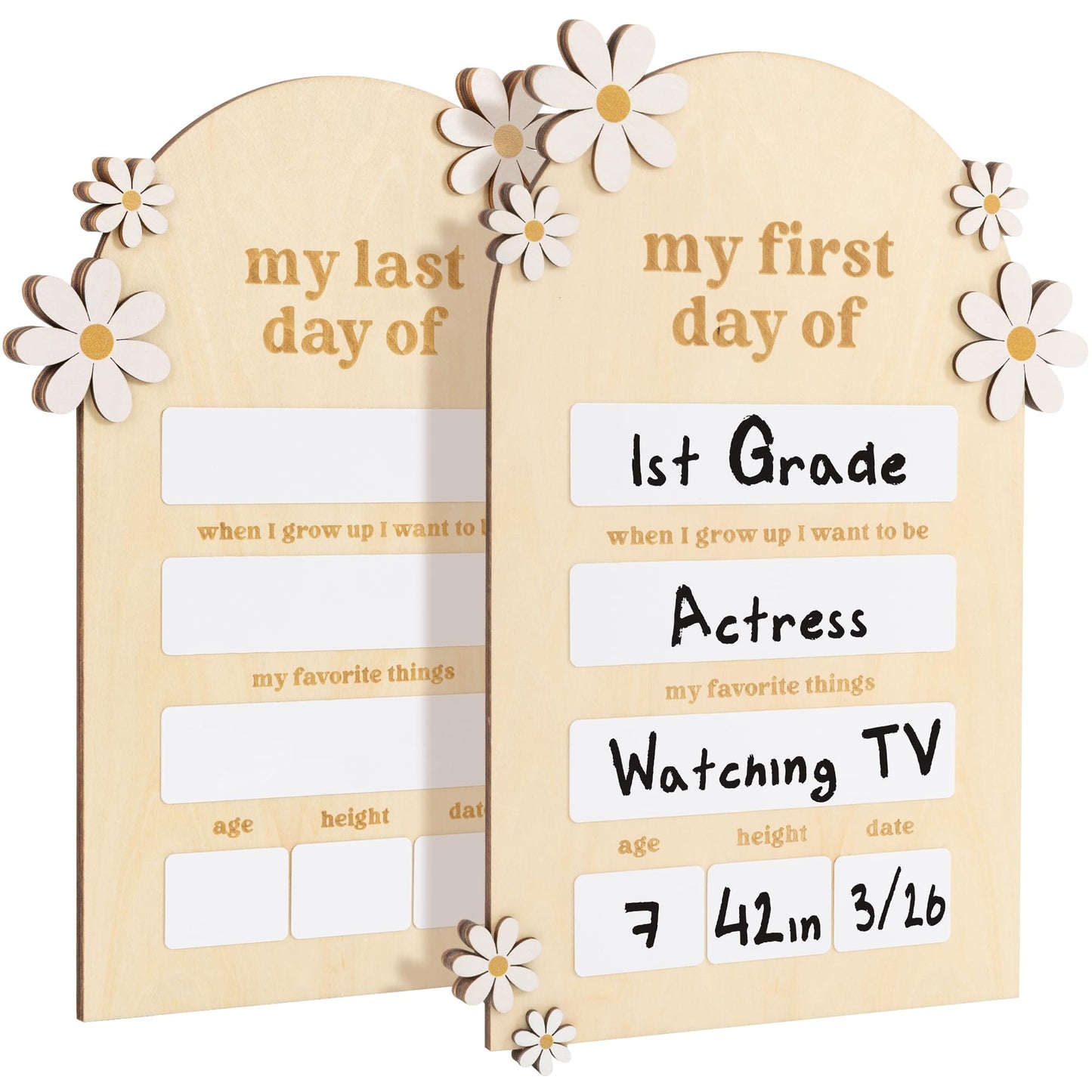 Beautiful Wooden First and Last Day of School Board Sign - Modern and Large Back to School Sign for Lasting Memories - Perfect Wooden Dry-Erase Photo Prop for Kindergarten