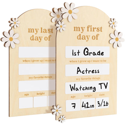 Beautiful Wooden First and Last Day of School Board Sign - Modern and Large Back to School Sign for Lasting Memories - Perfect Wooden Dry-Erase Photo Prop for Kindergarten