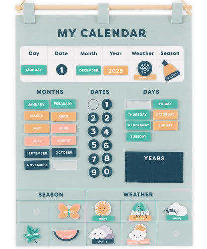Beautiful Toddler and Kids Calendar - Perfect Homeschool Supplies With Months, Days of the Week, Season and Weather - Cute Play Room Decor Essentials for Preschool Learning & Organization