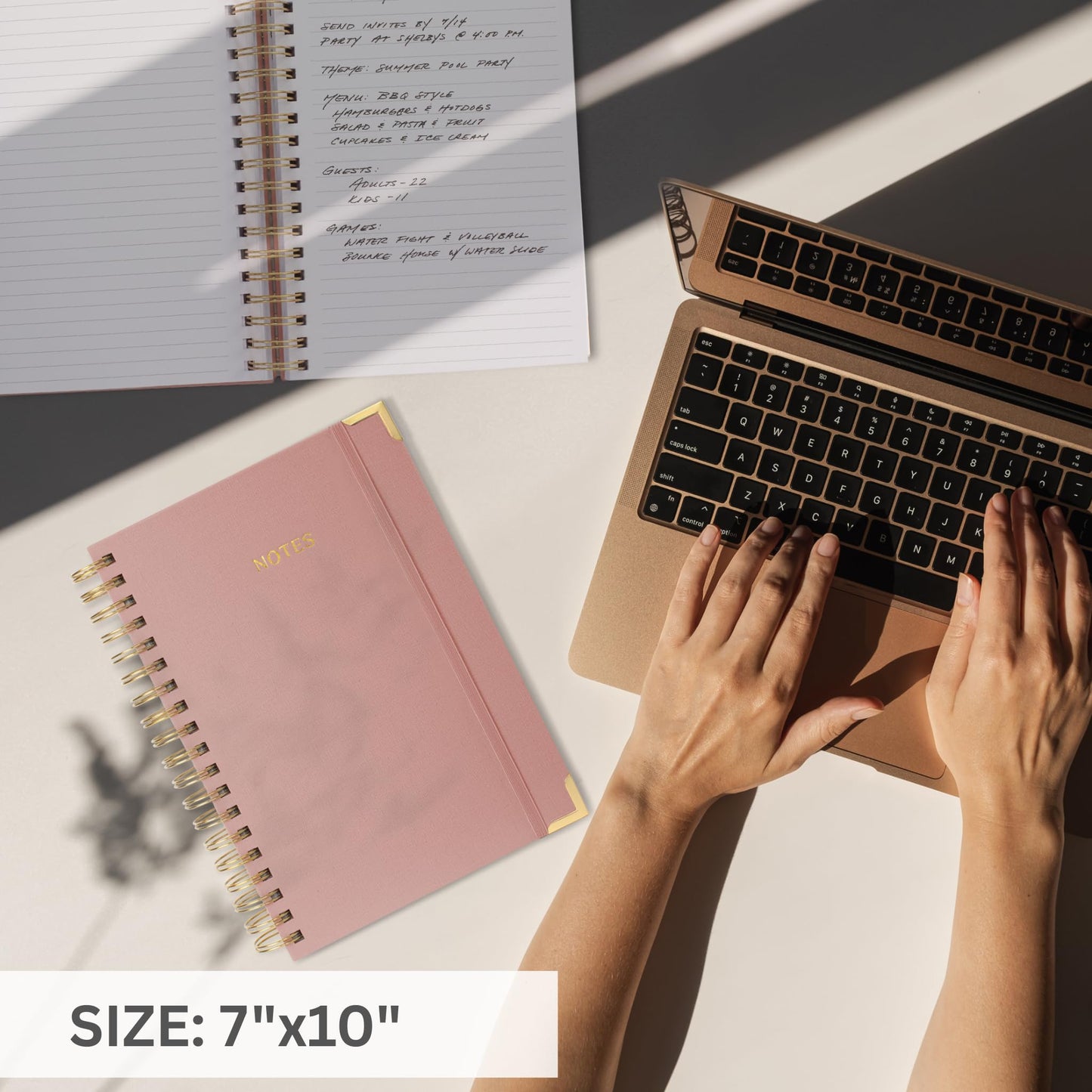 Aesthetic Thick Spiral Notebook Journal For Women in B5 Format - Stylish Linen Hardcover College Ruled Note Book w 300 Lined Pages - Cute Supplies For Bible Study & Staying Organized at Work or School