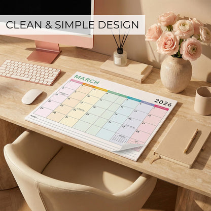 Colorful 2026 Desk Calendar - Runs From January 2026 Until July 2027 - Large Easy to Track Office Desktop/Wall Calendar 16"x12" for Effortless Organizing
