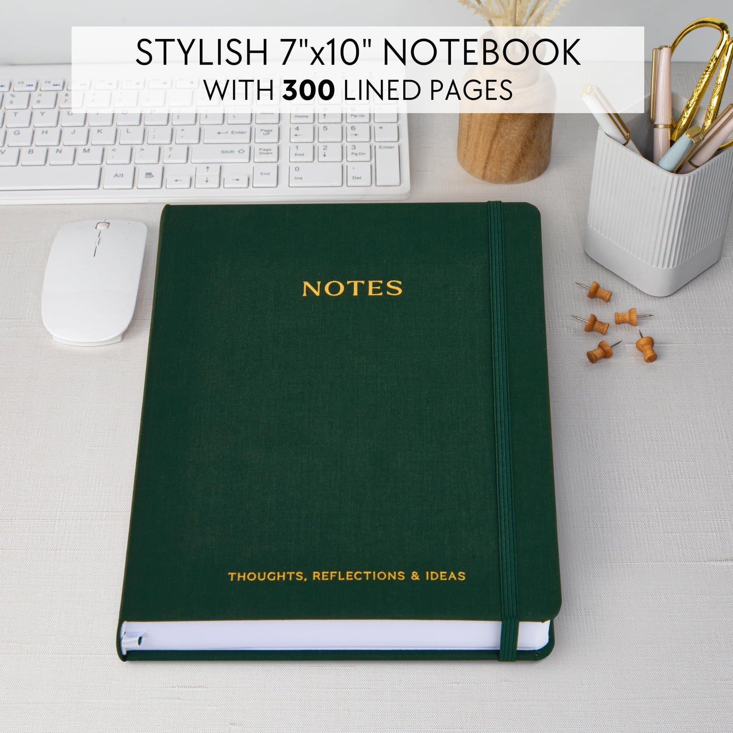 ZICOTO Aesthetic Thick Notebook Journal For Women 7" x 10" - Modern Linen Hardcover Note Book With 300 Lined Pages - Perfect For Writing And Staying Organized at Work or School