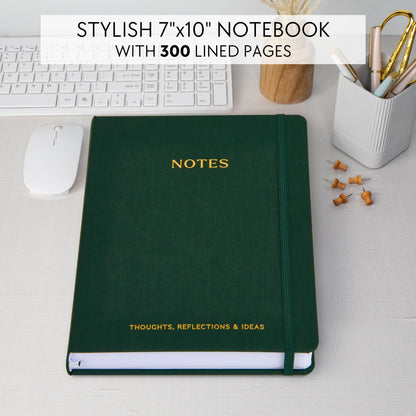 ZICOTO Aesthetic Thick Notebook Journal For Women 7" x 10" - Modern Linen Hardcover Note Book With 300 Lined Pages - Perfect For Writing And Staying Organized at Work or School