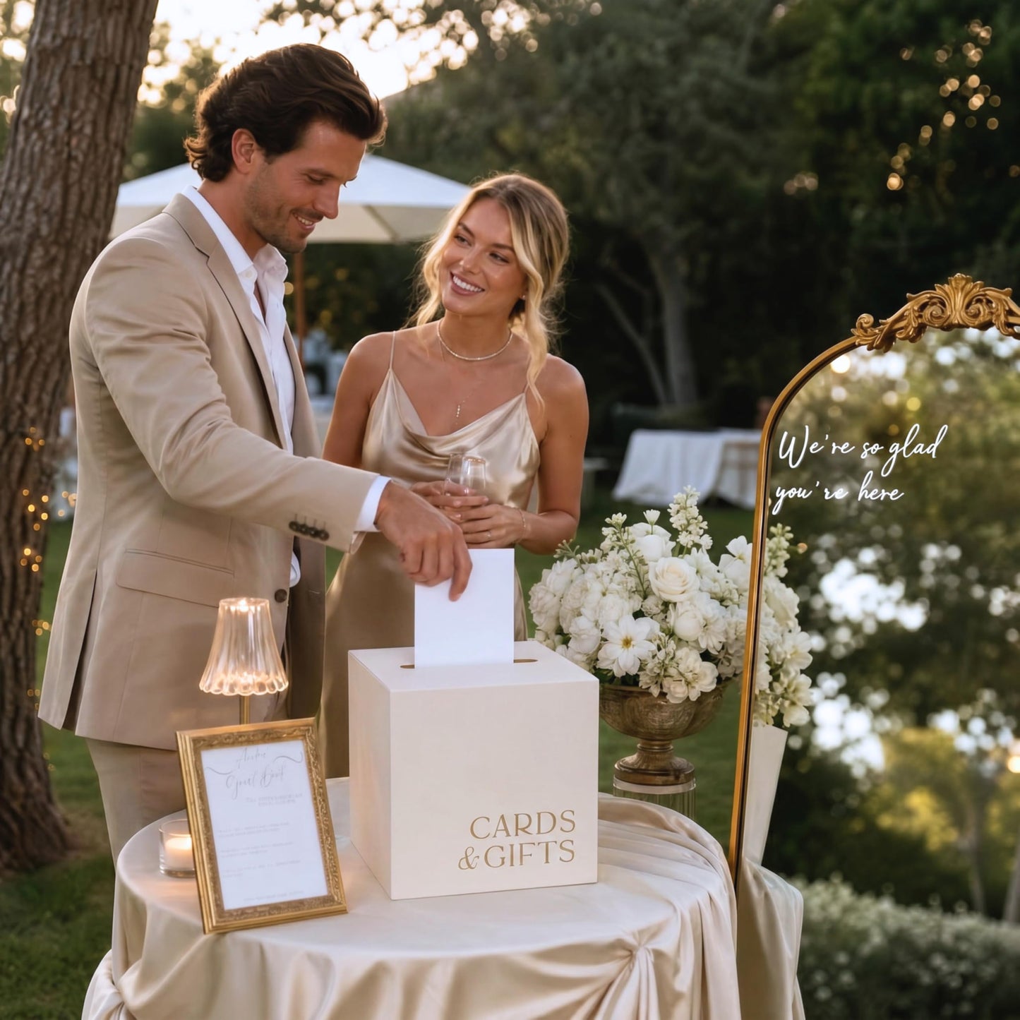 ZICOTO Elegant Wedding Card Box for a Beautiful Reception Gift Table – Lovely Card Box for Wedding, Graduation and Celebration Decor – Charming Envelope Gift Box