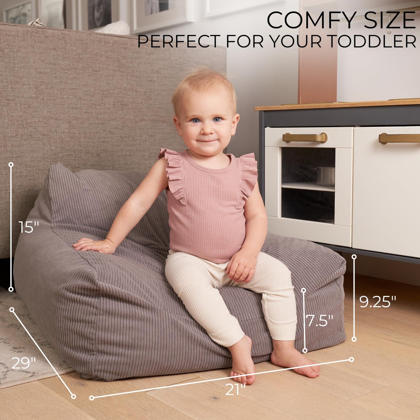 Soft Memory Foam Bean Bag Chair for Toddlers - Fits Any Nursery or Living Room