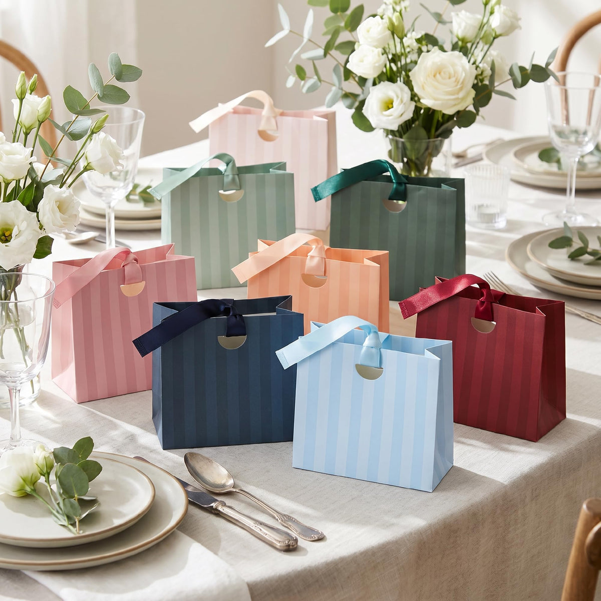 ZICOTO Beautiful Gift Bags Set of 8 with Macthing Ribbons for Women & Kids