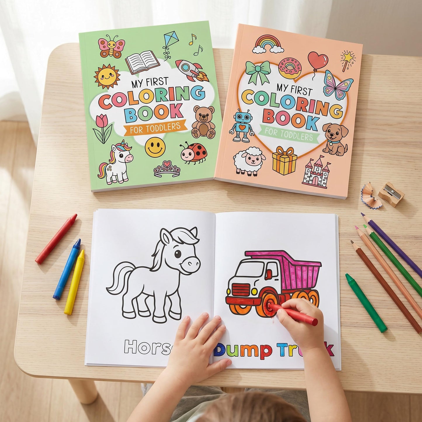ZICOTO Fun Coloring Book for Toddlers - Set of 2 Cute My First Toddler Coloring Books with Big Simple Designs - Easy Learning Activity Book for Kids, Boys and Girls to Keep Little Ones Engaged