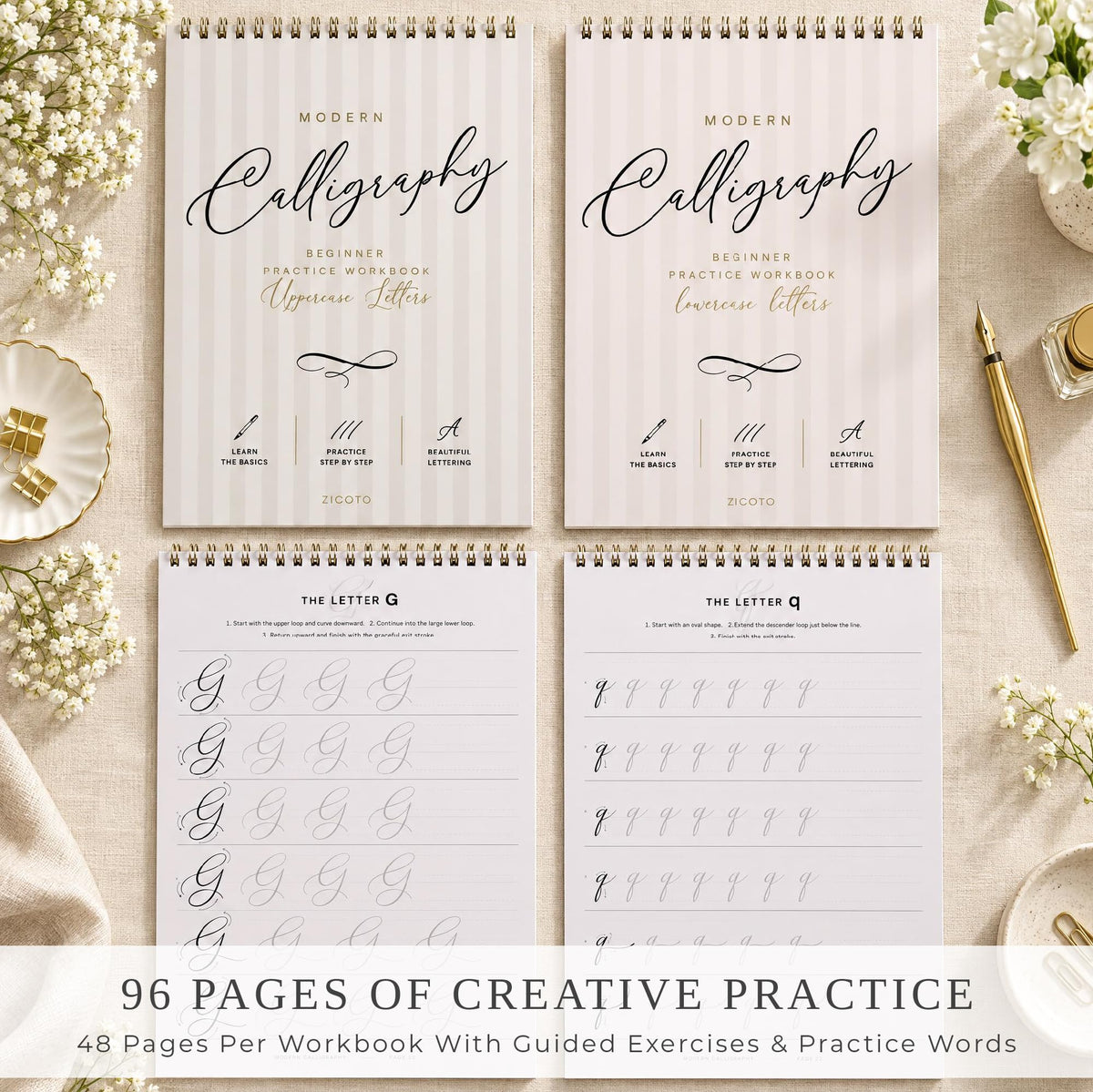 Beautiful Cursive Handwriting Workbook for Adults - Set of 2 Practice Books