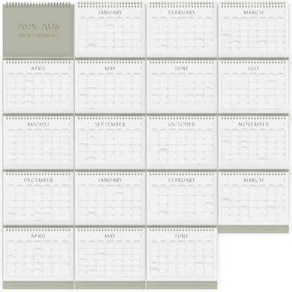 Aesthetic Desk Calendar 2025-2026 - Runs from January 2025 until June 2026 - Beautiful Small Flip Desktop Calendar for Easy Organizing