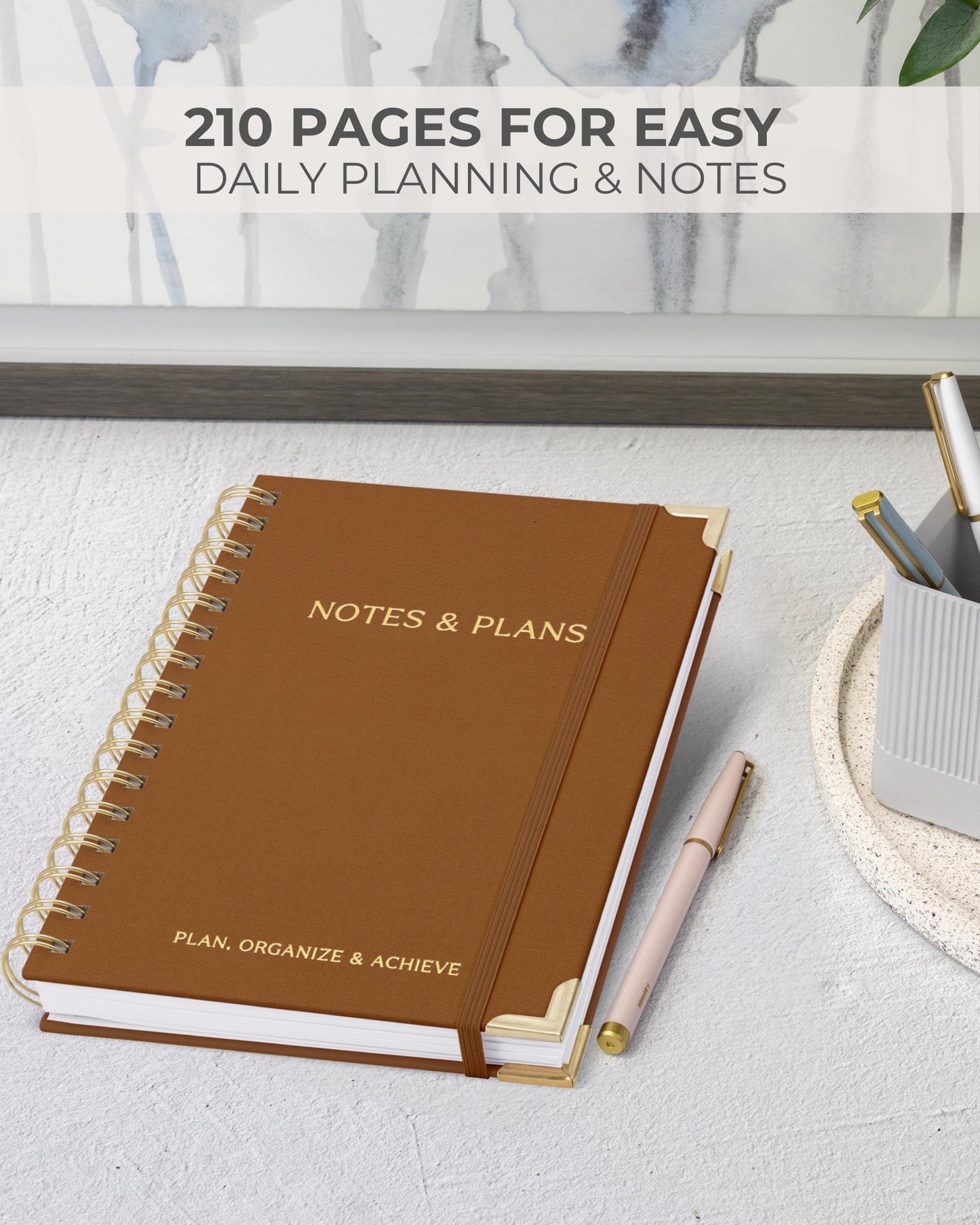 ZICOTO Aesthetic Daily Planner And Notebook With Hourly Schedule - Aesthetic Spiral To do List Notepad For Work/Home to Organize Tasks And Appointments - Stylish School/Office Supplies Book For Women