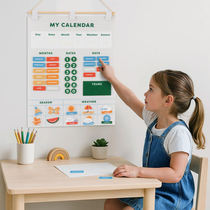 Beautiful Toddler and Kids Calendar - Perfect Homeschool Supplies with Months, Days of The Week, Season and Weather - Cute Play Room Essentials for Preschool Learning