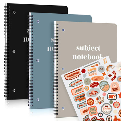 ZICOTO Aesthetic Spiral Subject Notebook Set of 3 For School or College - The Perfect 8" x 10.5" College Ruled Notebook with Premium Paper - Cute Student Supplies to Stay Organized at School