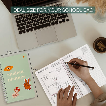 Aesthetic 2023-2024 Student Planner To Stay Organized - A Beautiful 8.5" x 5.5" Planner for Middle and High School Students with Weekly & Monthly Spreads For The 23-24 Academic Year