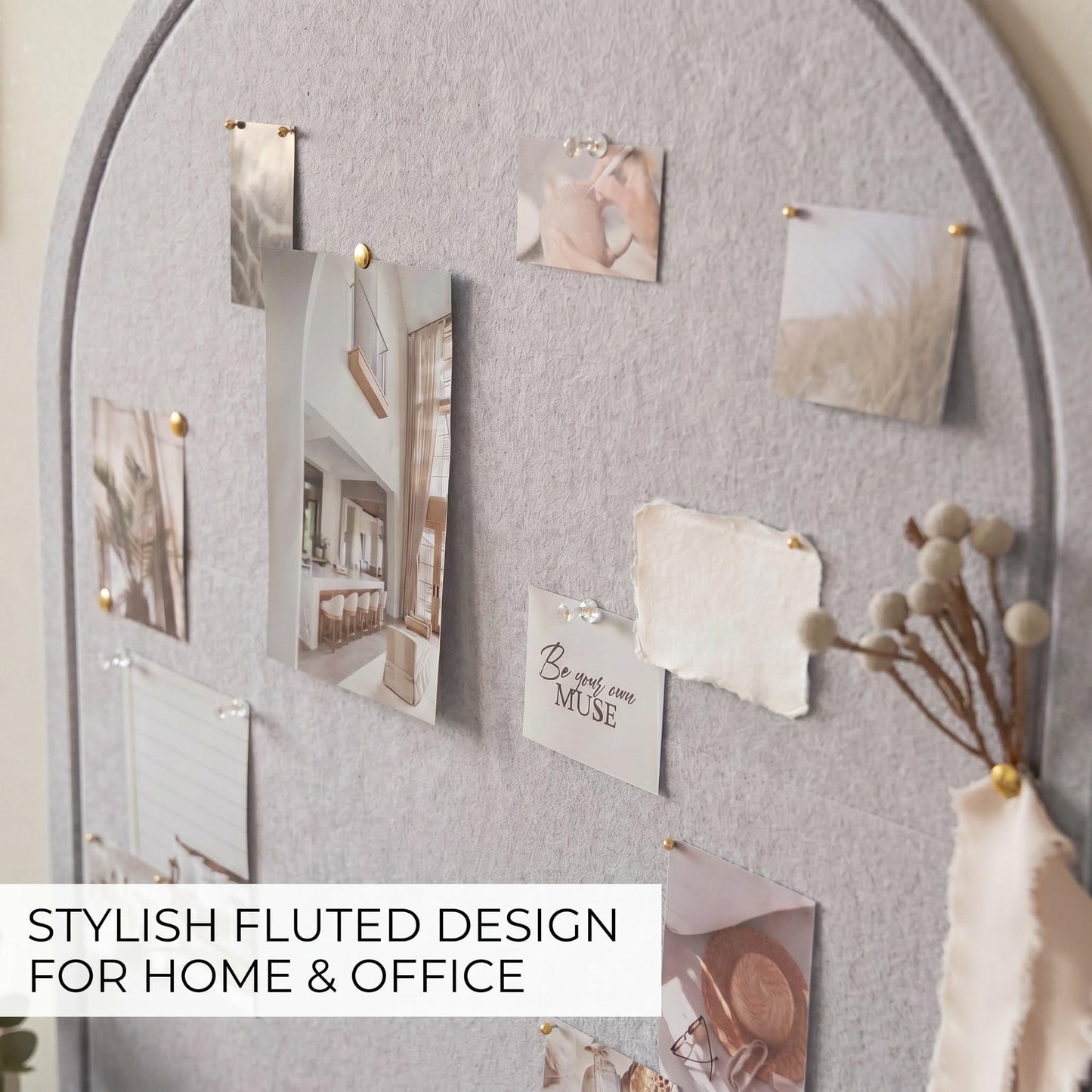 Large Arched Felt Bulletin Board - Stylish Perfectly Sized 21.5" x 17" Cork Board Alternative for Office & Wall Decor – Bulletin Board Set with Pins is Perfect to Display Your Photos