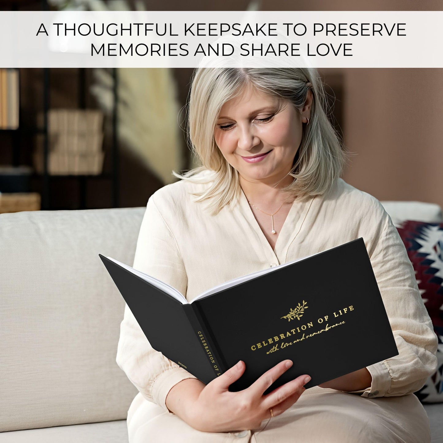 ZICOTO Modern Hard Cover Funeral Guest Book for The Celebration of Life - The Perfect in Loving Memory Book with Ample Space to Sign in for Guests - Premium Craftsmanship for Honoring Loved Ones