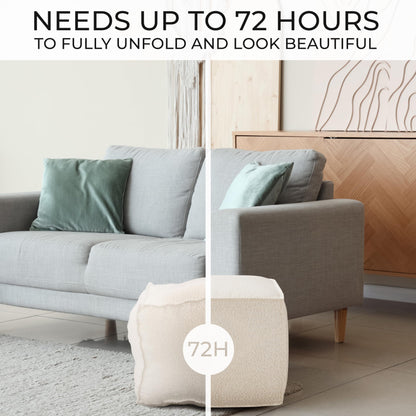 ZICOTO Beautiful Boucle Pouf Ottoman and Foot Rest - Elevate Your Living Room Decor with Lightweight Comfort and Charm - A Round Modern Foam Filled Foot Stool Perfect to Rest Your Feet
