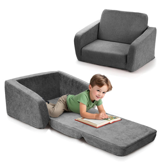 ZICOTO Comfy Kids Chair for Toddler - Stylish 2 in 1 Lounger Made of Memory Foam Easily Unfolds Into a Soft Baby Couch to Nap On - Modern Fold Out Sofa for The Little Ones