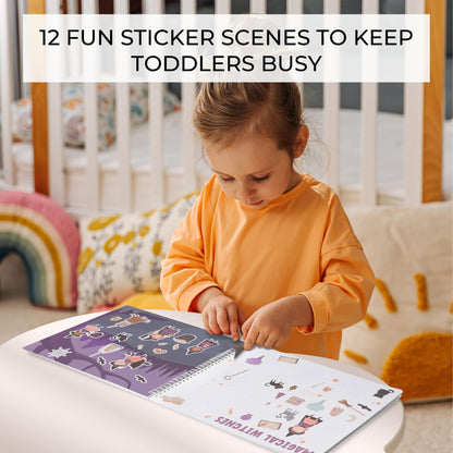Fun Sticker Book for Girls 2-4 Years - Perfect Kids Activity Book with Beautiful Stickers & 12 Themes for Entertaining Toddlers 4-8 While Traveling - Incl. Princess, Unicorn & Coloring Pages
