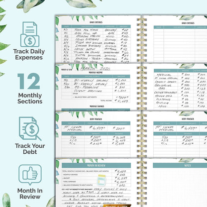 Easy to Use Monthly Budget Planner - 12 Month Financial Organizer with Expense Tracker Notebook - Monthly Money Budgeting Book That Manages Your Finances Effectively