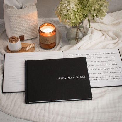 ZICOTO Beautiful Linen Funeral Guest Book for The Celebration of Life - The Perfect in Loving Memory Book with Ample Space to Sign in for Guests - Premium Craftsmanship for Honoring Loved Ones