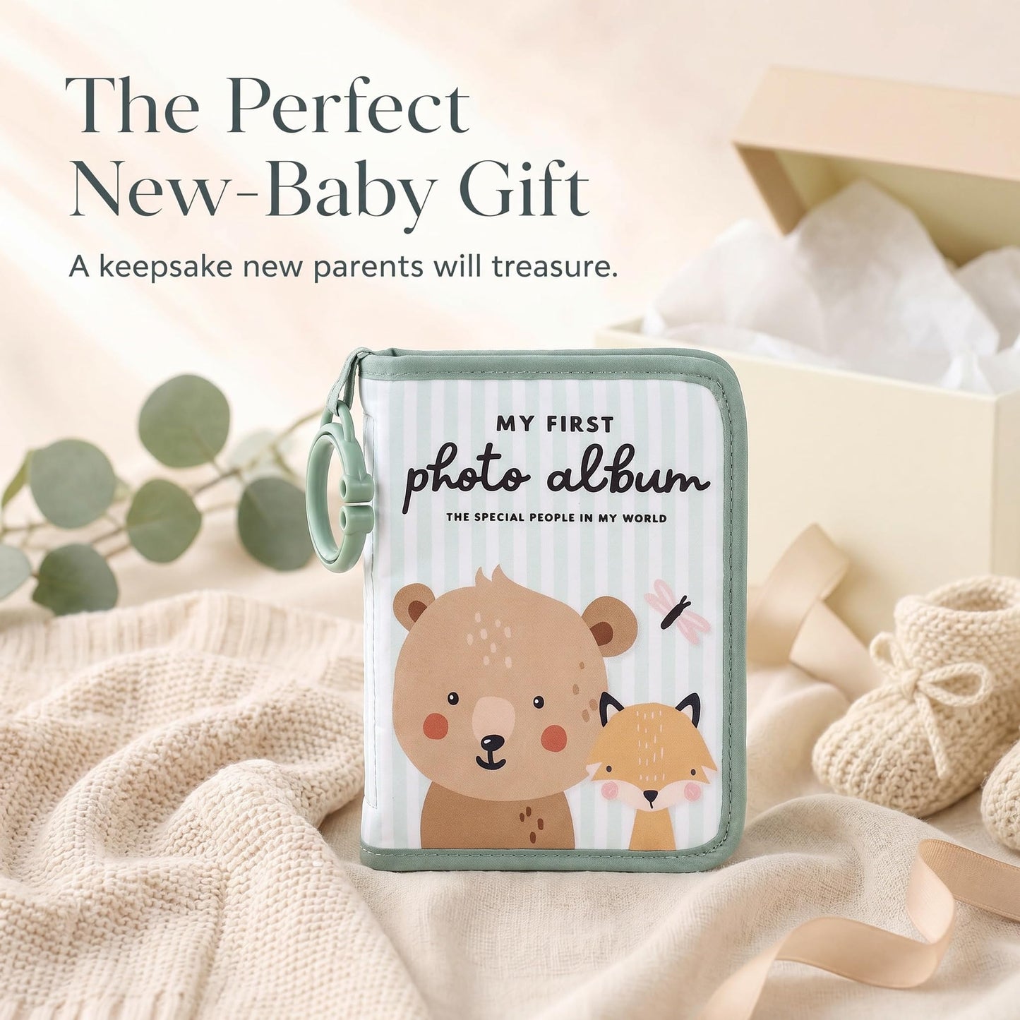 ZICOTO Adorable Baby Photo Albums with Soft Pages for Little Hands to Flip Through - First Photo Album for Baby to Recognize Family Members - Precious Baby Photo Book for Newborn & Baby Shower