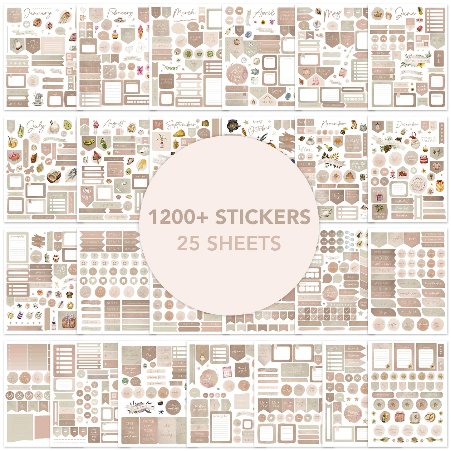 Aesthetic Planner Stickers for Fun Planning - 1220+ Monthly Boho Designs for Your Calendar or Scrapbook - The Perfect Sticker Accessories to Enhance Your Daily Bullet Journaling