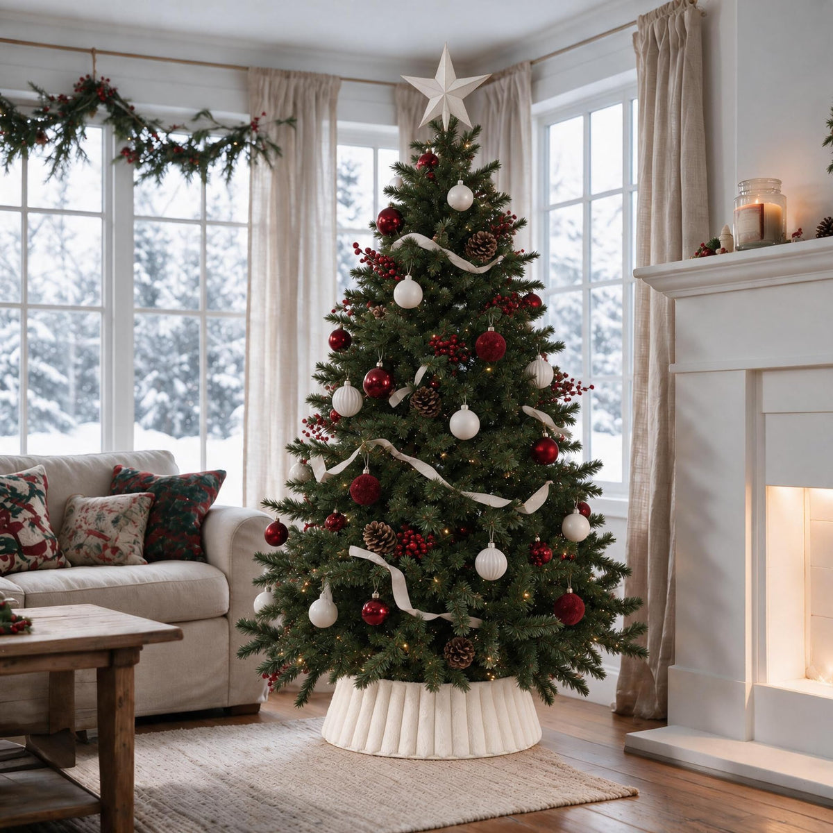 Beautiful Christmas Tree Collar - Modern 29" Velvet Tree Ring