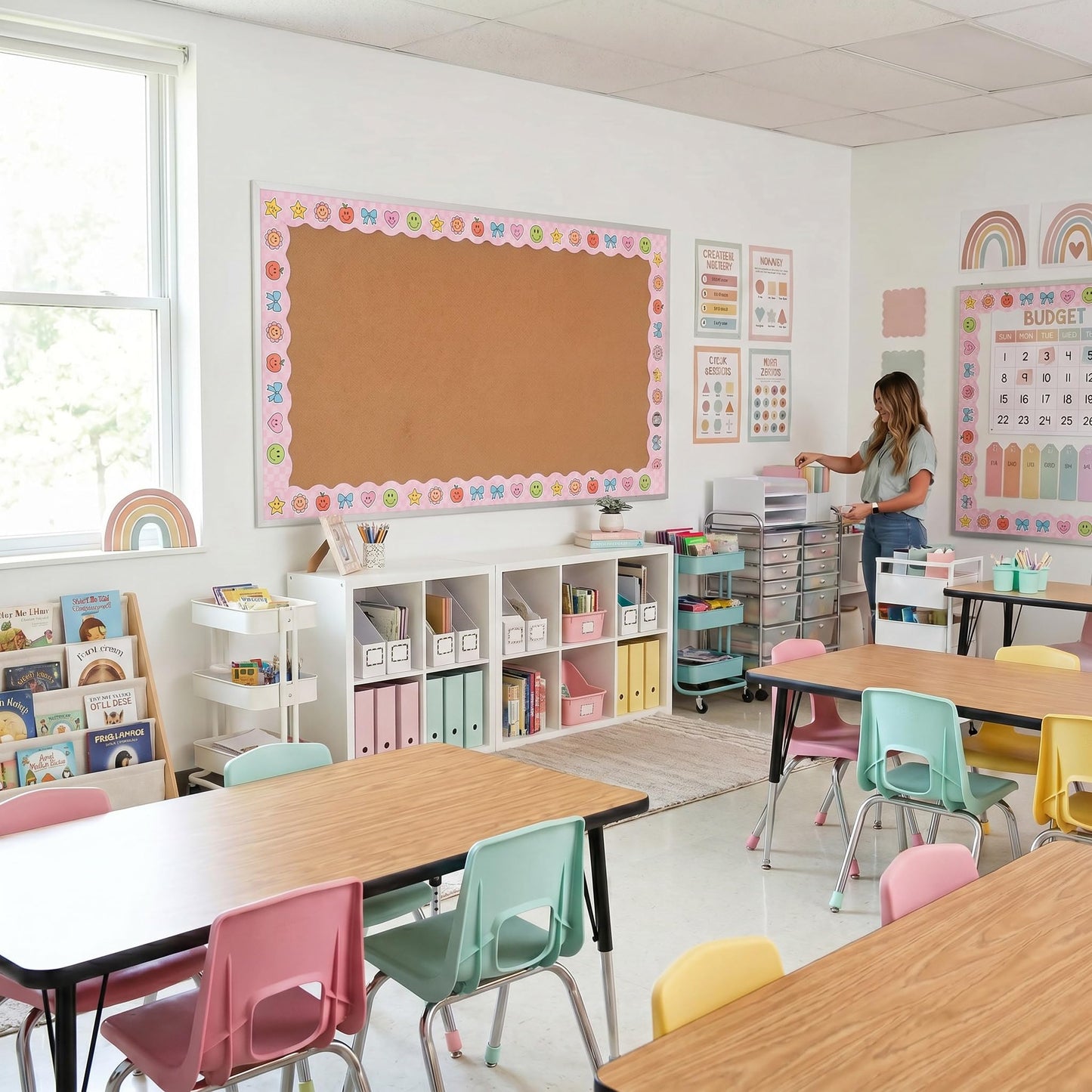Beautiful Scalloped Bulletin Board Borders for Classroom Decor - 60 Smiley Face Strips for Up to 3 Boards 4x6 ft, Durable Decoration and Teacher Must Haves for a Warm Welcoming Classroom