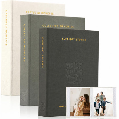Beautiful Photo Album Set of 3 For 4x6 Photos - Safely Holds Up To 216 Pictures of Unique Memories - The Perfect Small Photo Book Set To Store All Pictures of Treasured Family, Baby or Wedding Moments