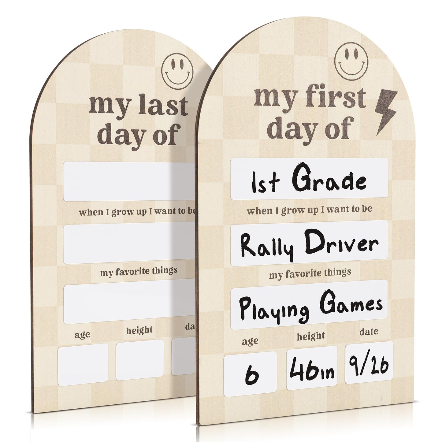 Beautiful Wooden First and Last Day of School Board Sign - Modern and Large Back to School Sign for Lasting Memories - Perfect Wooden Dry-Erase Photo Prop for Kindergarten