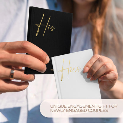 ZICOTO Elegant Linen Wedding Vows With Gold Foil Lettering - Perfectly Sized His and Hers Vows With Plenty Of Pages To Write Whatever is on Your Heart - A Beautiful Addition For The Wedding Day