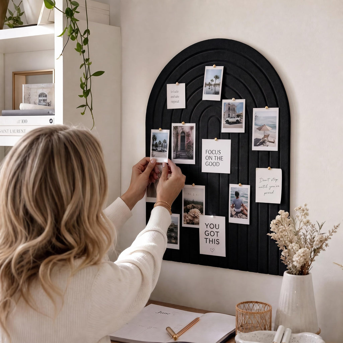 Large Arched Textured Felt Bulletin Board - Cork Board Alternative