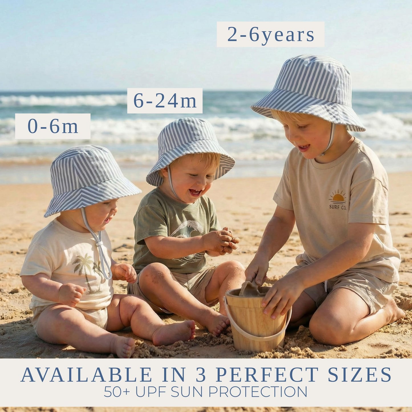 Beautiful Baby Sun Hat 0-6 Months - Adjustable Toddler Hat with UPF 50+ Sun Protection - Cute Kids Bucket Hat for Beach