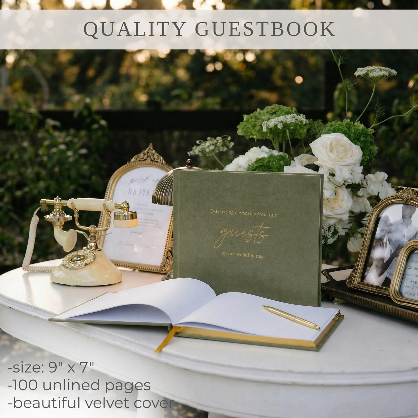 ZICOTO Beautiful Wedding Guest Book for Your Wedding Reception - Simply Elegant Guestbook to Sign in and Add Polaroid Photos - The Perfect Baby Shower Guest Book for The Special Day